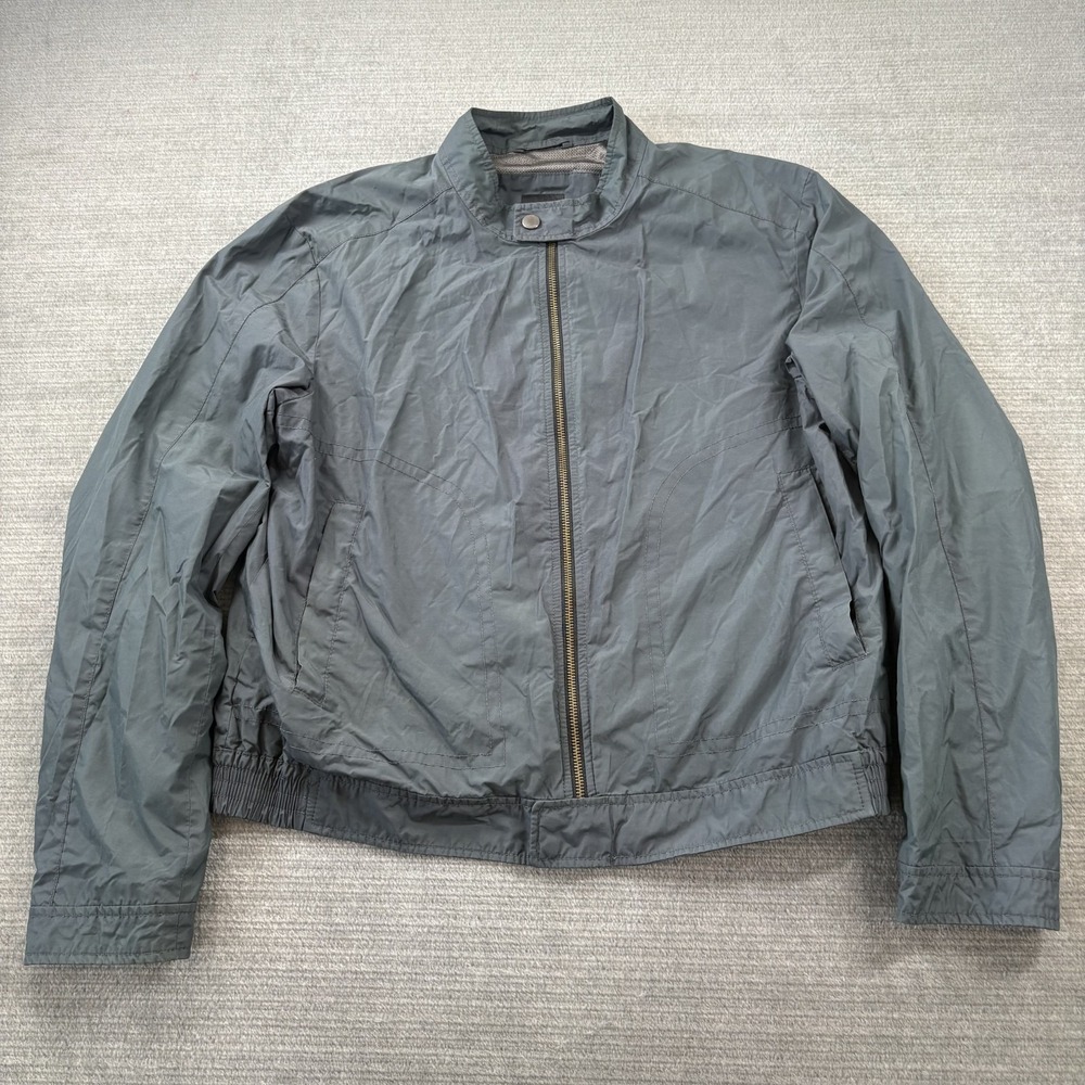 Hugo Boss Windbreaker Bomber Jacket Mens Large Gray Full Zip Lightweight Casual